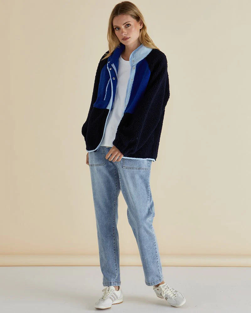 BETTY BASICS FRANKLIN FLEECY JACKET BLUE