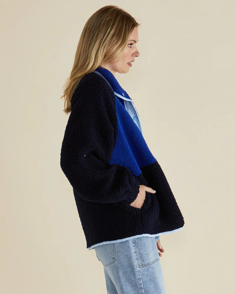 BETTY BASICS FRANKLIN FLEECY JACKET BLUE