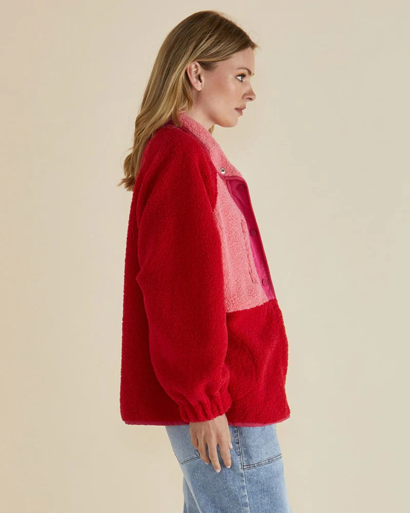 BETTY BASICS FRANKLIN FLEECY JACKET PINK/RED