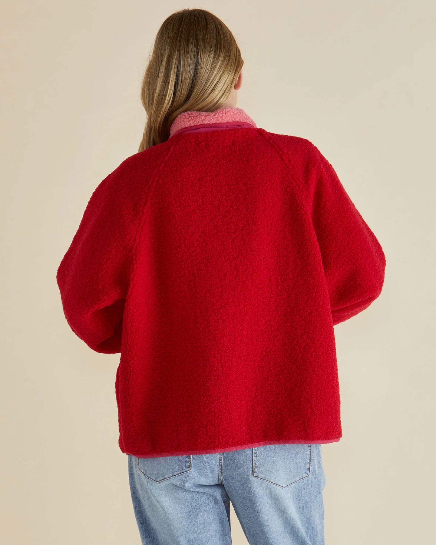 BETTY BASICS FRANKLIN FLEECY JACKET PINK/RED