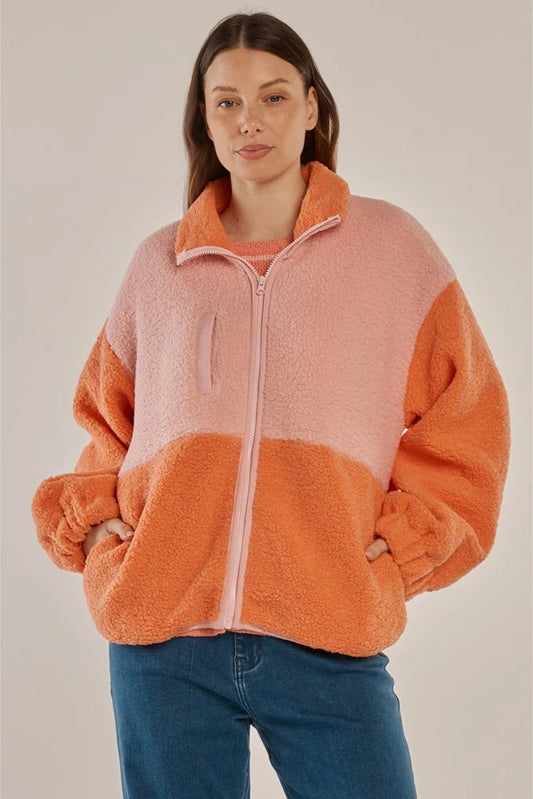 Betty Basics Jayne Fleece Jacket | Pink Orange