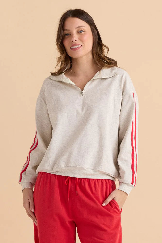 Betty Basics Rocco Quarter Zip Sweatshirt | Grey Marle