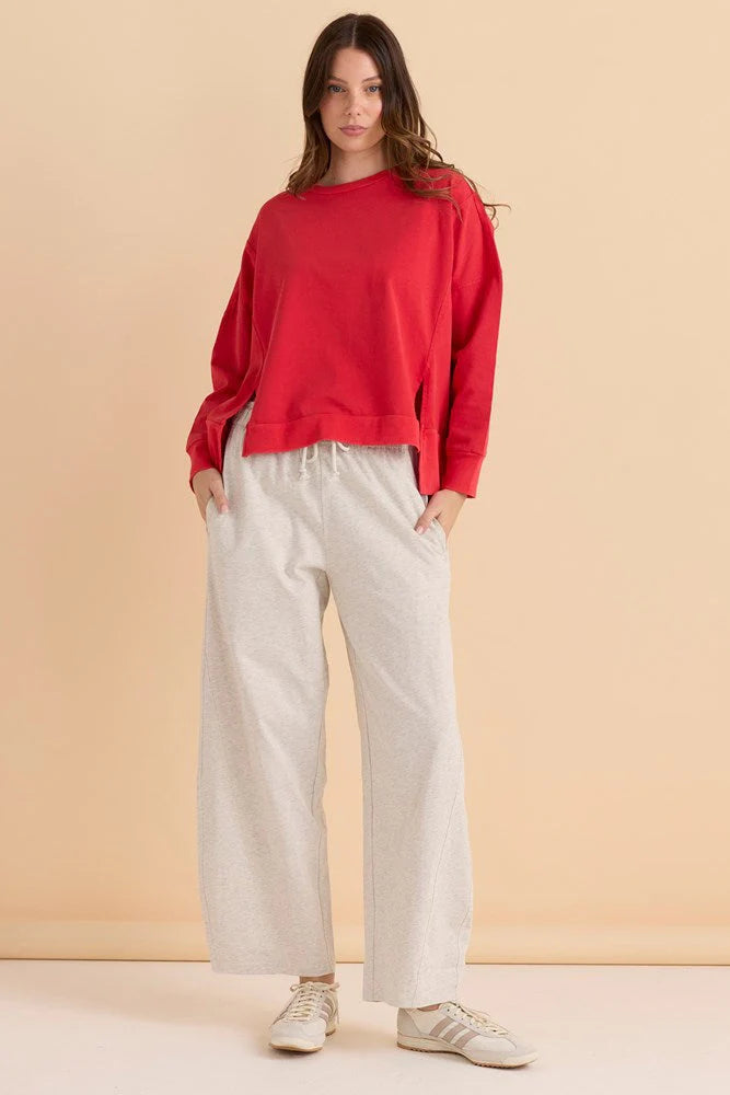 Betty Basics Barrel Leg Sweatpants | Grey Marle