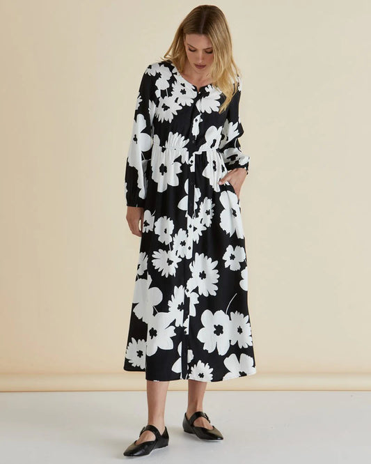 BETTY BASICS ARIES DRESS MONOCHROME FLORAL