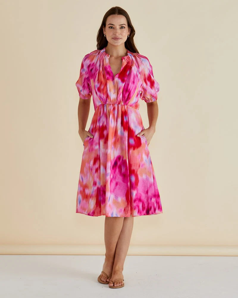 BETTY BASICS EMERY DRESS FLORAL ABSTRACT PRINT