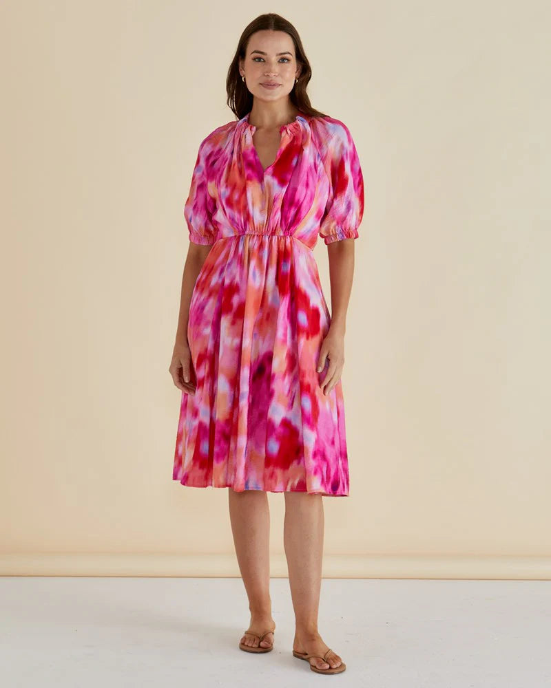 BETTY BASICS EMERY DRESS FLORAL ABSTRACT PRINT