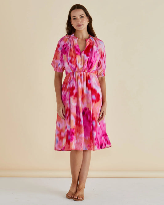 BETTY BASICS EMERY DRESS FLORAL ABSTRACT PRINT