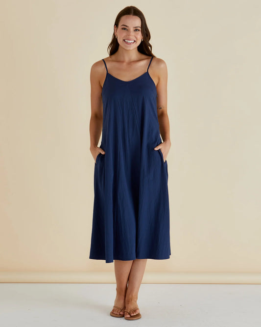 BETTY BASICS HARRIET DRESS NAVY BLUE