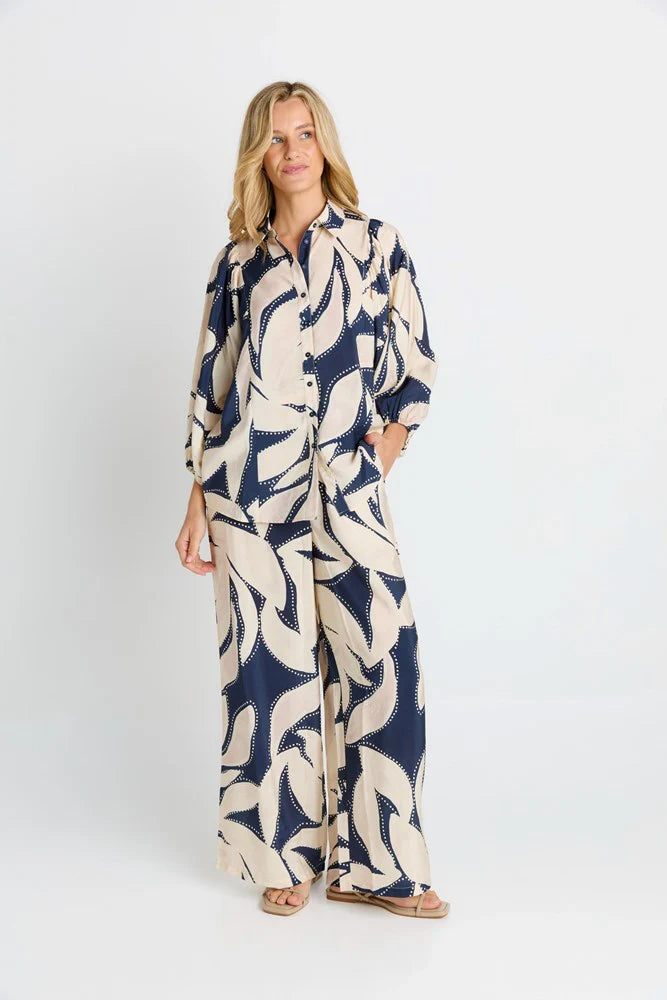 Betty Basics Nova Shirt | Navy Floral Print
