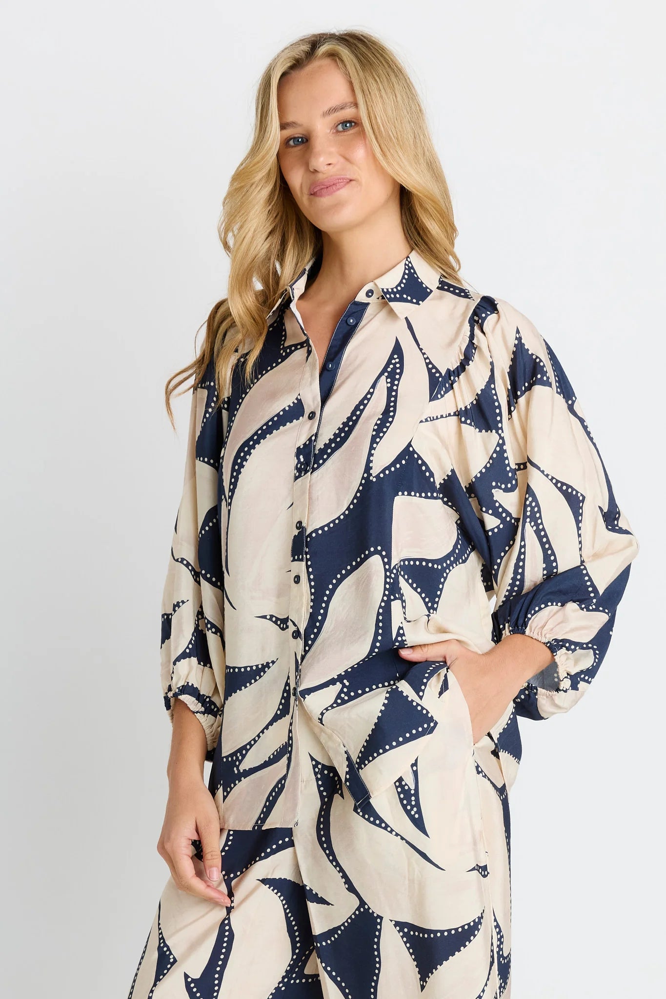Betty Basics Nova Shirt | Navy Floral Print
