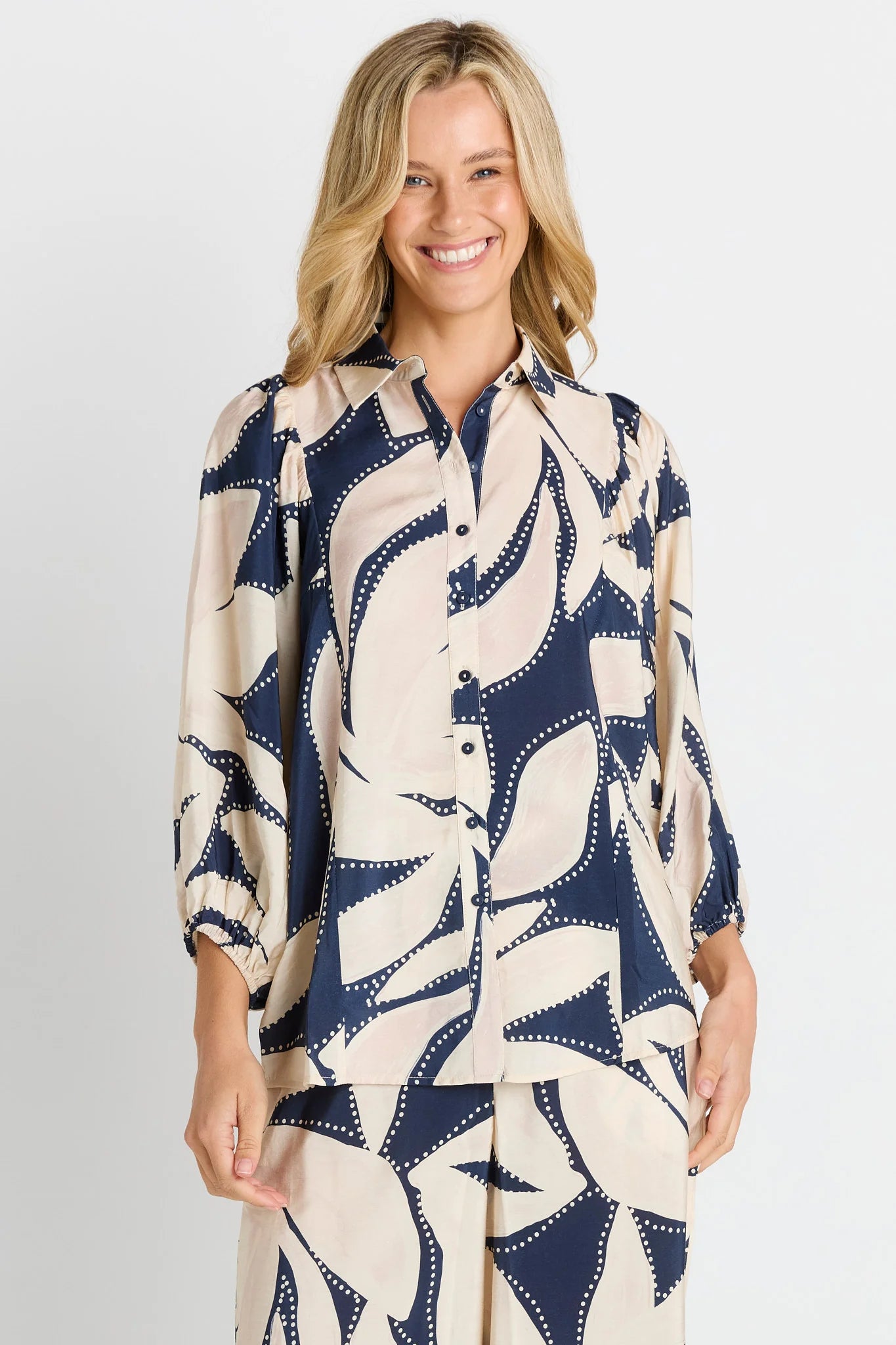 Betty Basics Nova Shirt | Navy Floral Print
