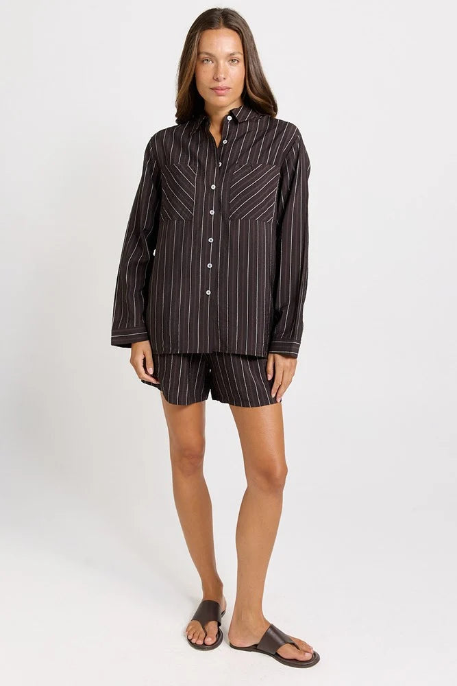 Betty Basics Sorrento Shorts | Brown Stripe
