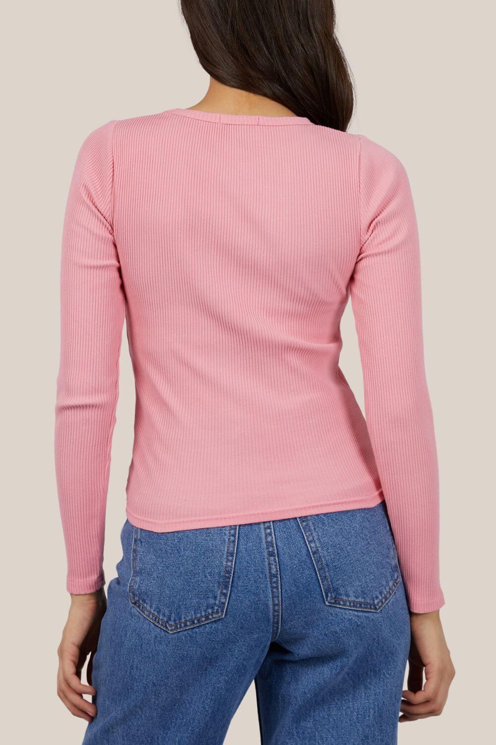 ALL ABOUT EVE EVE RIB BABY LONG SLEEVE PINK