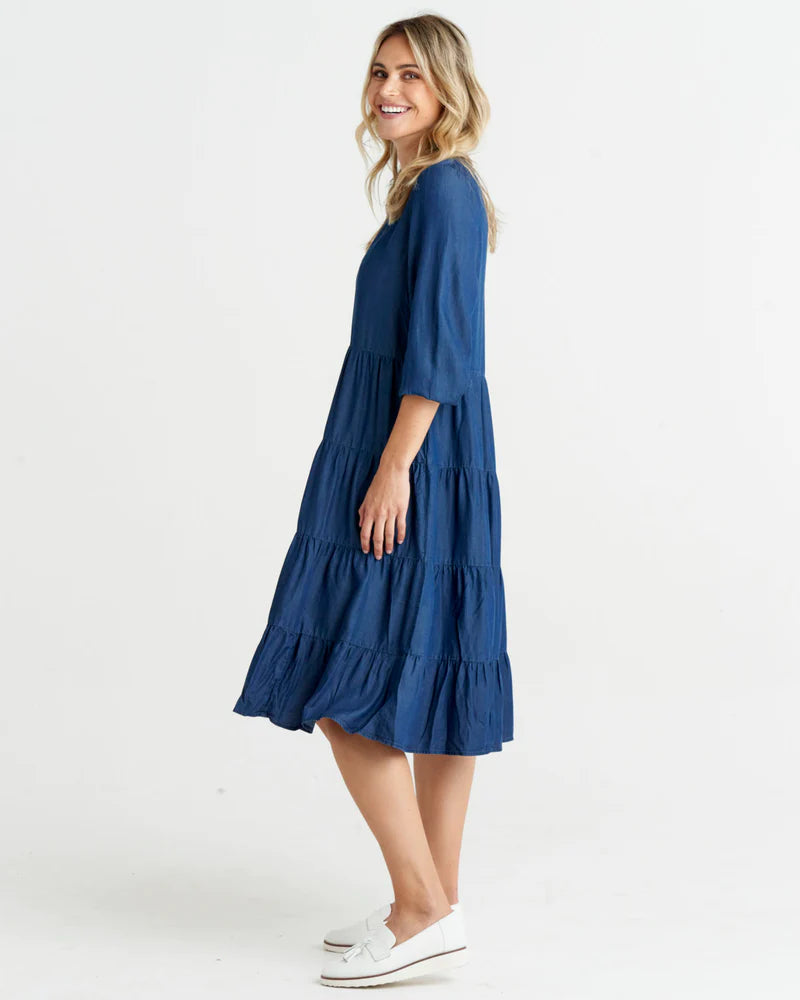 BETTY BASICS JANIE DRESS BLUE HAZE