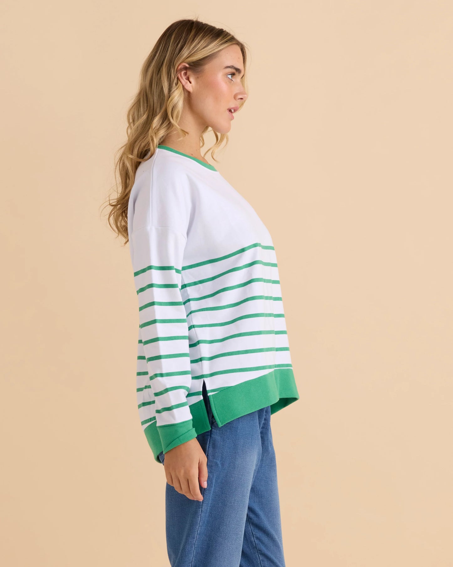 BETTY BASICS PALMA SWEAT GREEN STRIPE
