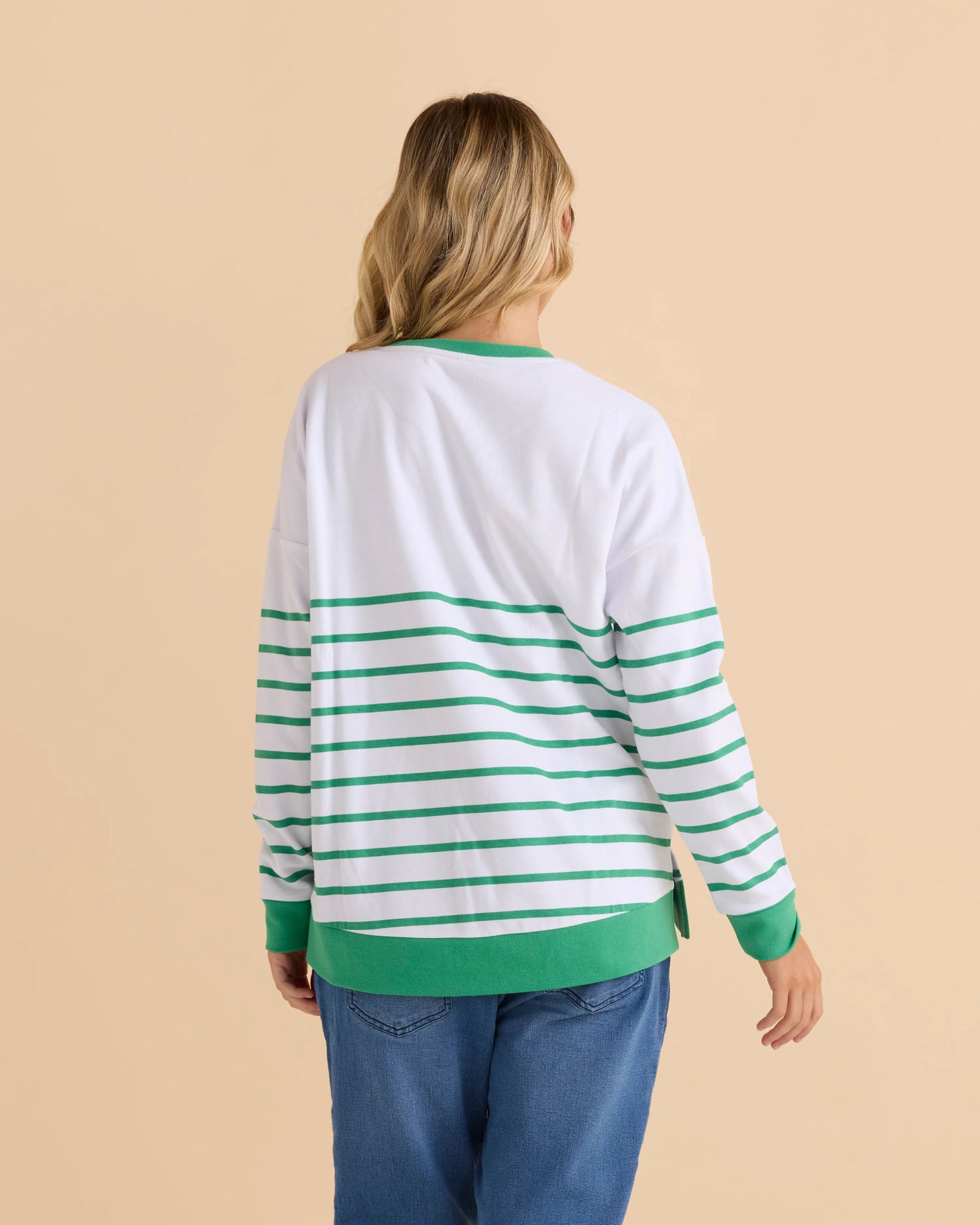 BETTY BASICS PALMA SWEAT GREEN STRIPE