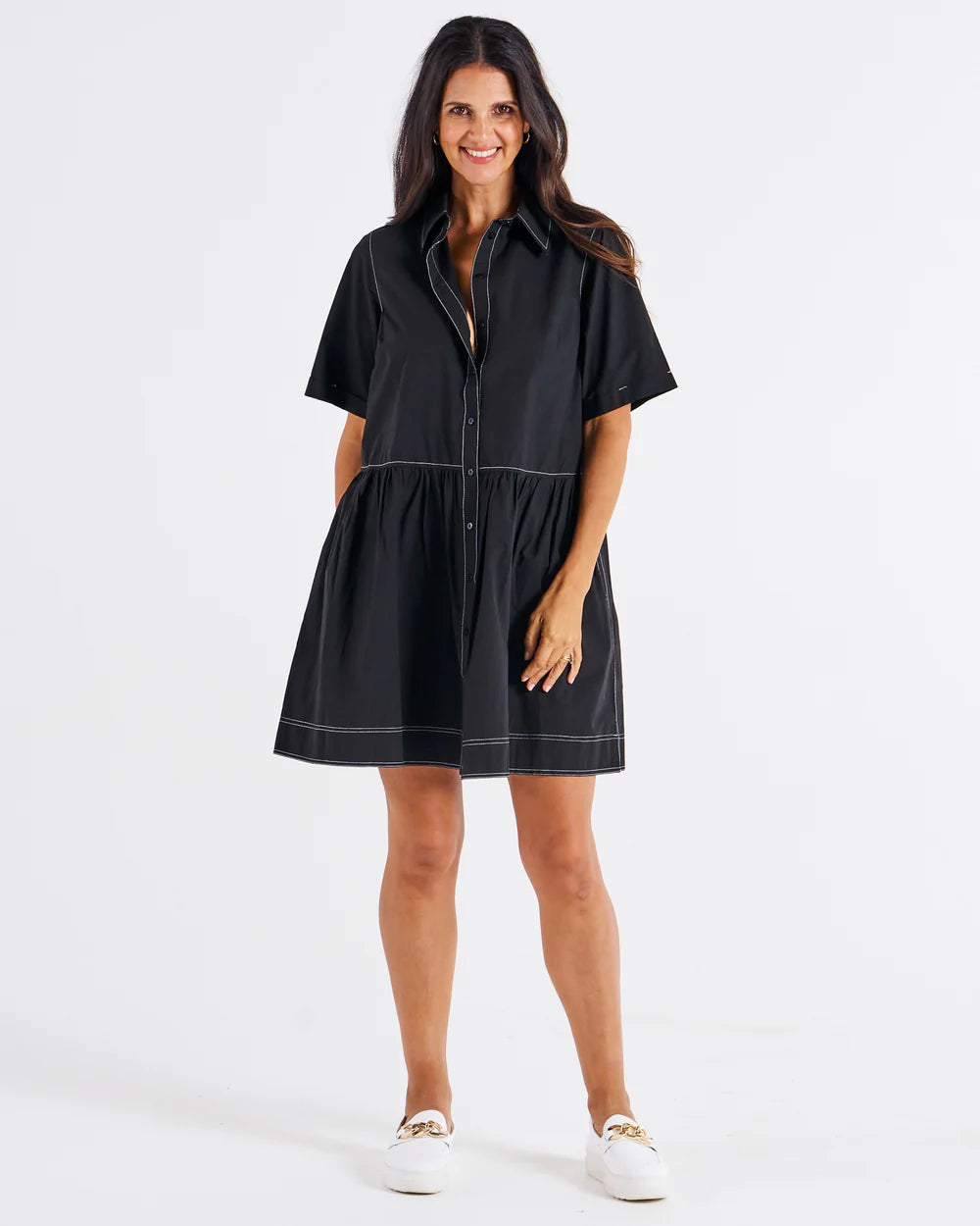 BETTY BASICS DENVER COTTON DRESS BLACK