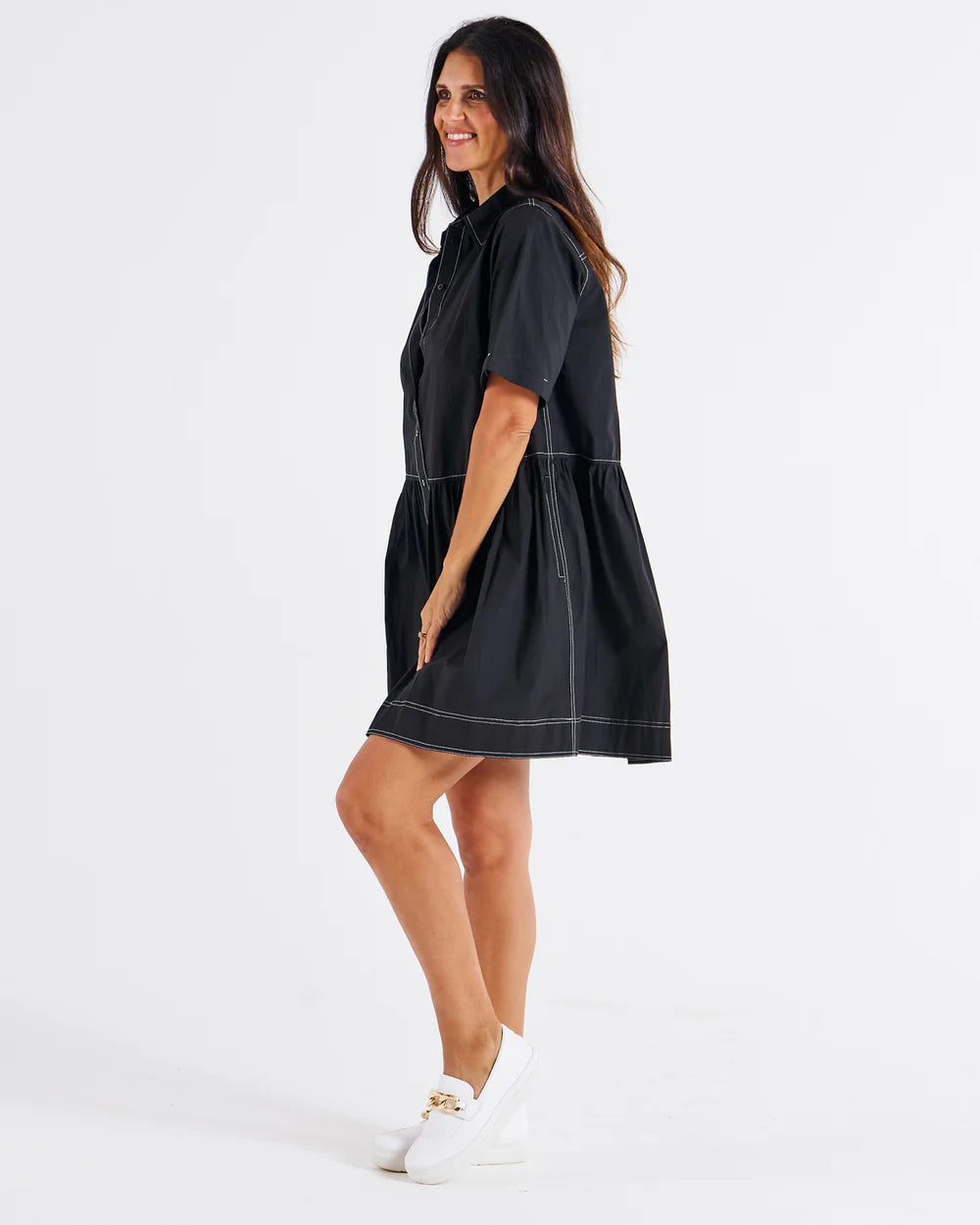 BETTY BASICS DENVER COTTON DRESS BLACK