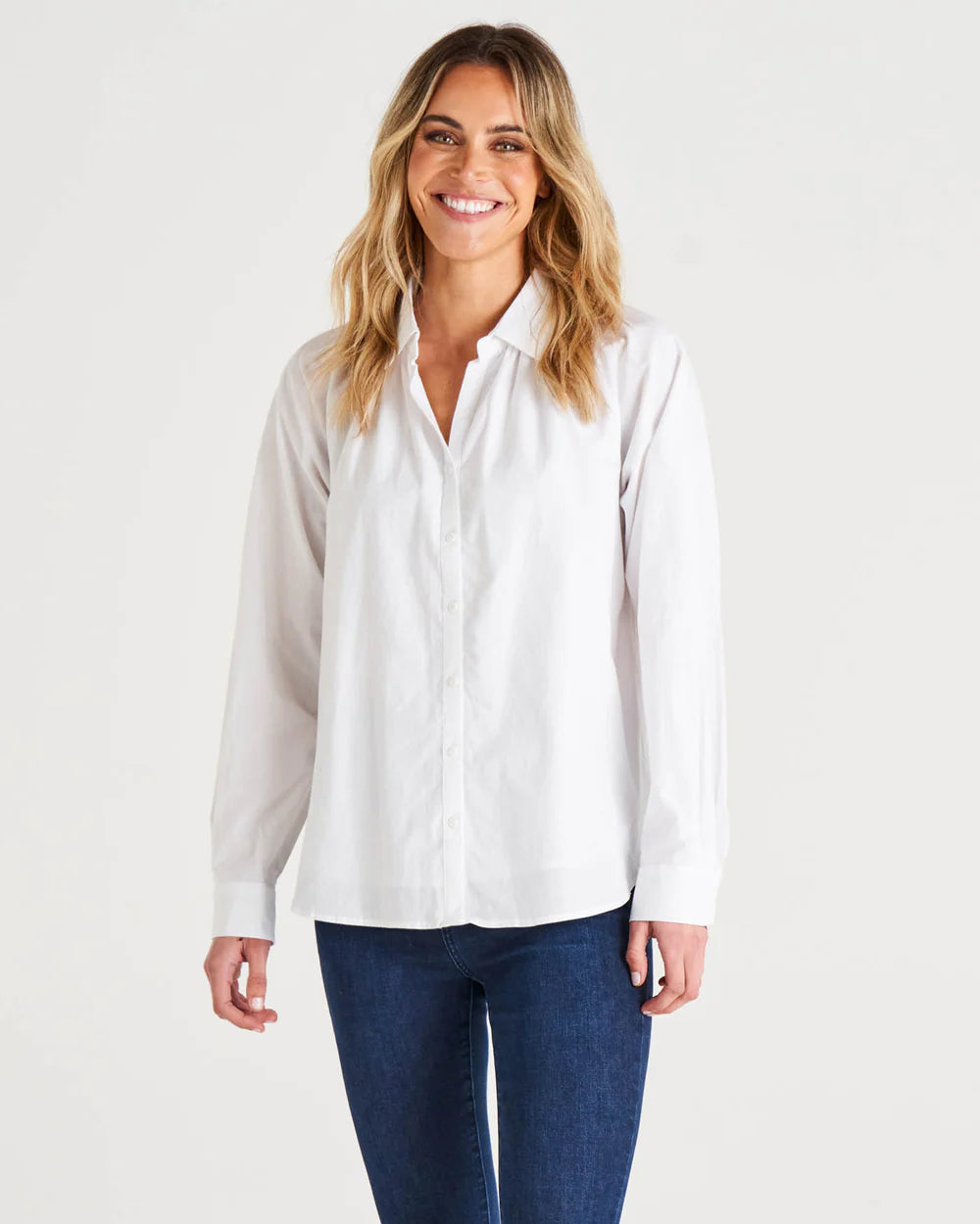 BETTY BASICS JACKIE COTTON BLOUSE WHITE