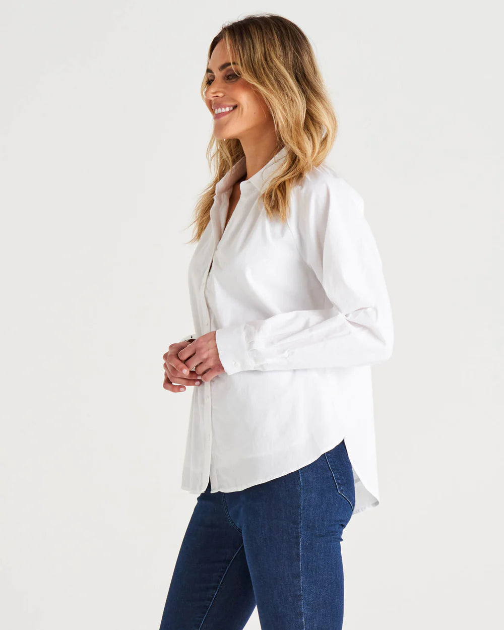 BETTY BASICS JACKIE COTTON BLOUSE WHITE