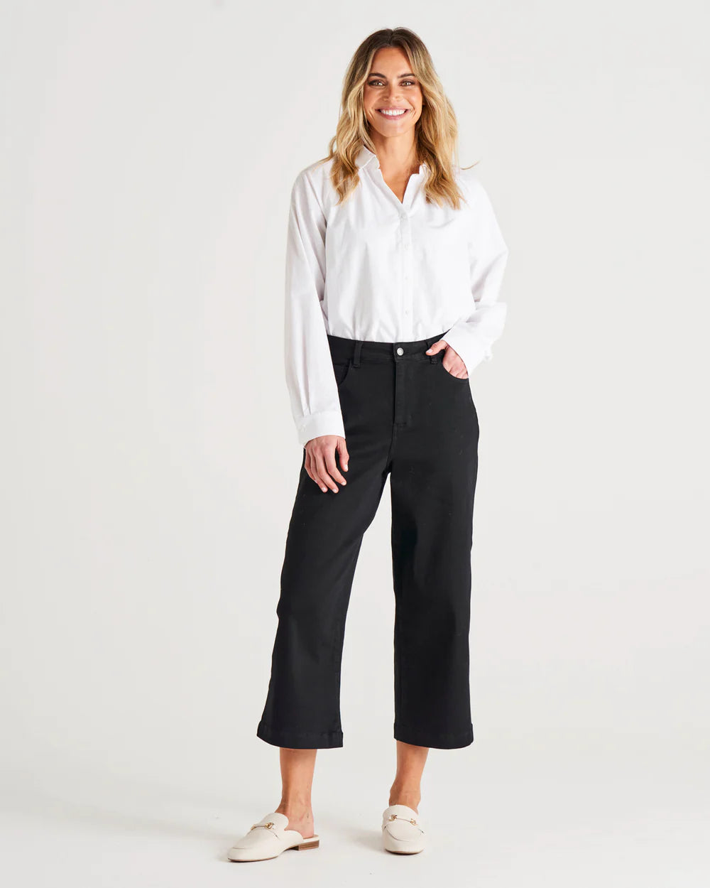 BETTY BASICS JACKIE COTTON BLOUSE WHITE