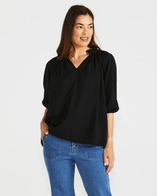 BETTY BASICS CECILIA BLOUSE BLACK