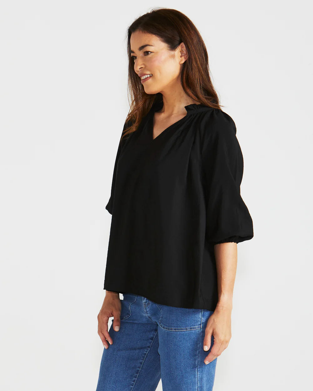 BETTY BASICS CECILIA BLOUSE BLACK