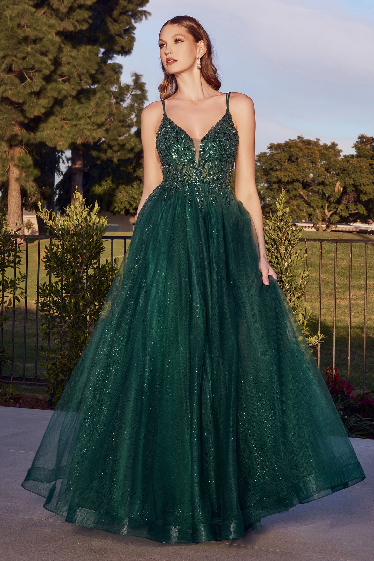 WENDY-ANN T4510 BEADED APPLIQUE DRESS EMERALD