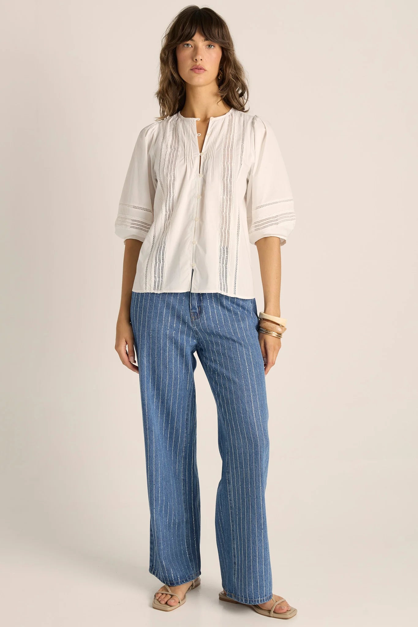 Fate + Becker Freya Lace Trim Blouse | White