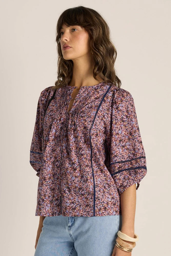 Fate+Becker Alaia Print Lace Insert Blouse | Ditzy