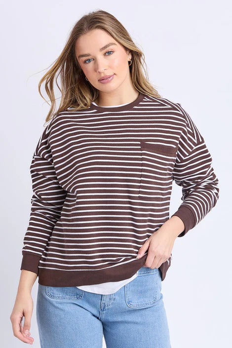 Foxwood Original Stripe Crew | Coffee