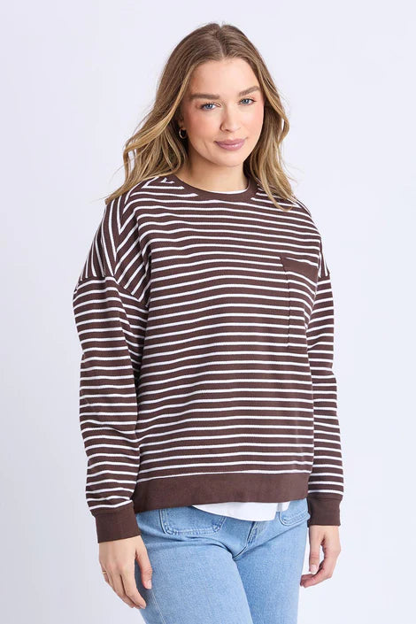 Foxwood Original Stripe Crew | Coffee