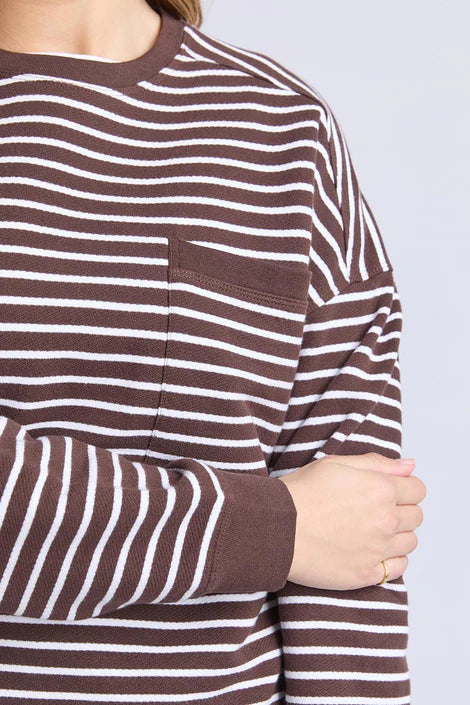 Foxwood Original Stripe Crew | Coffee
