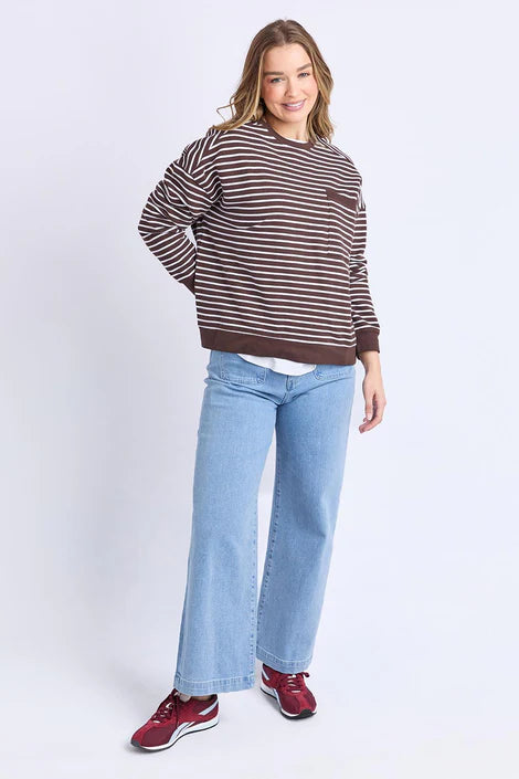 Foxwood Original Stripe Crew | Coffee