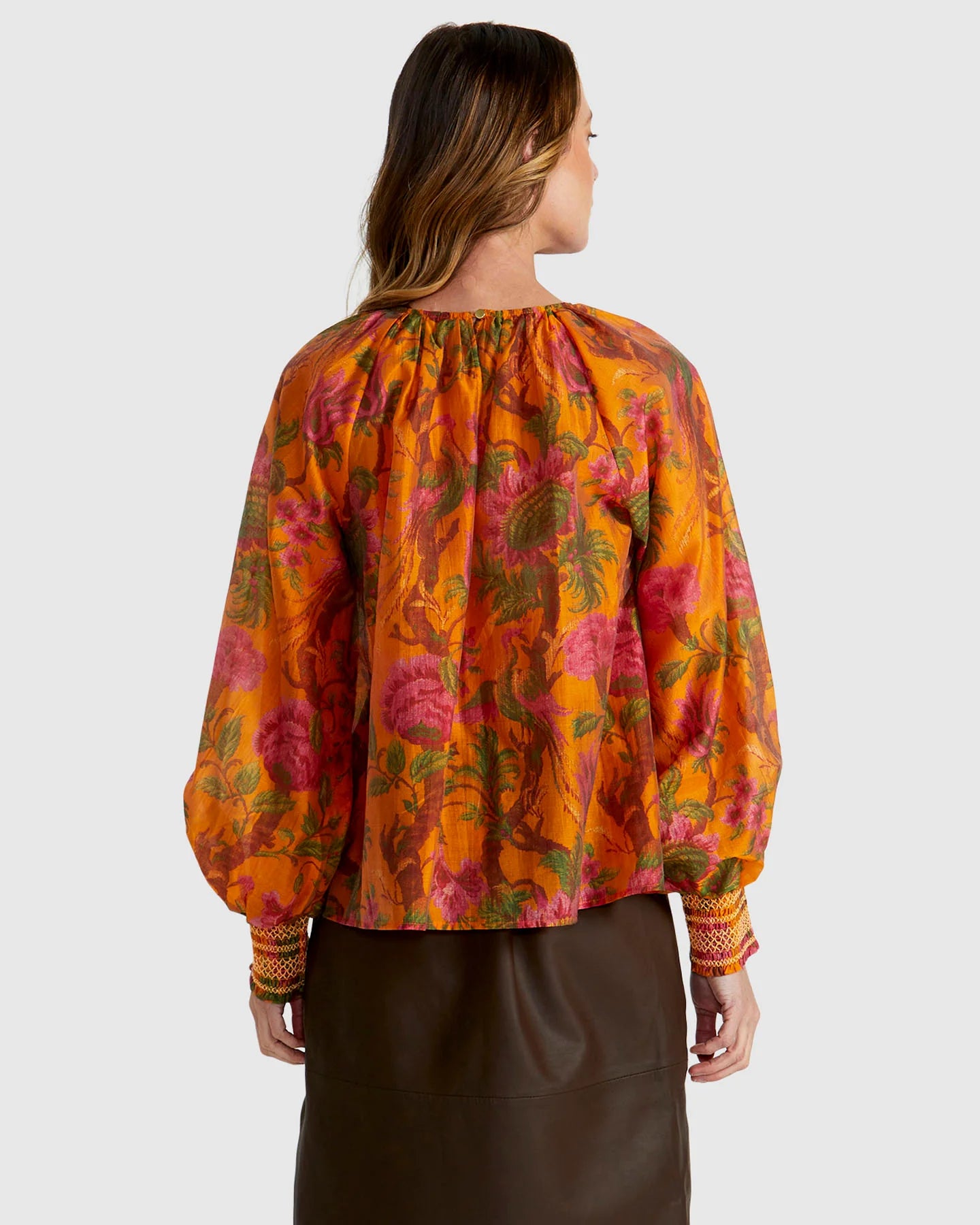 FATE+BECKER PANAMA TOP ORANGE FLORAL