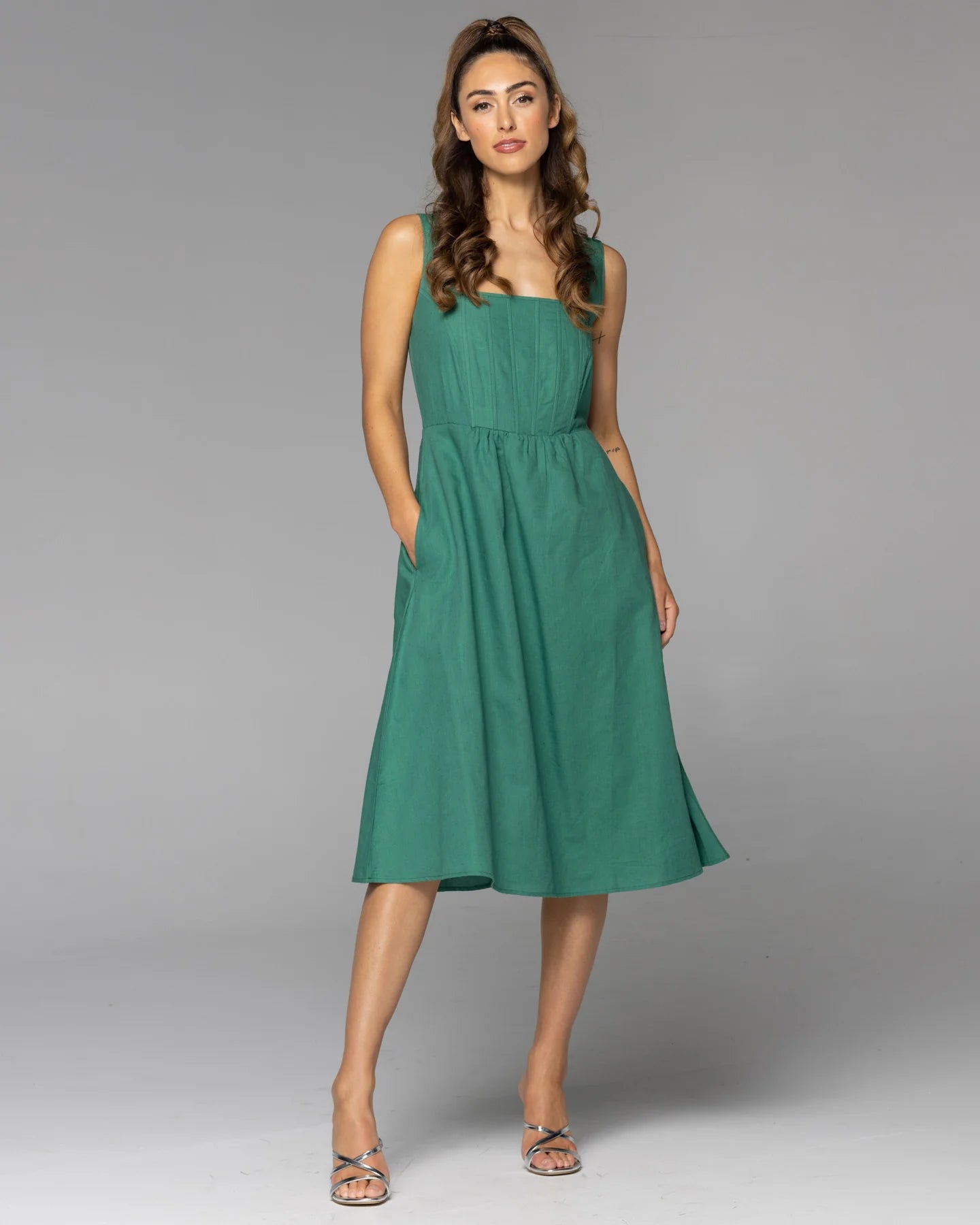 FATE+BECKER HIGHER GROUND CORSET DRESS JADE GREEN