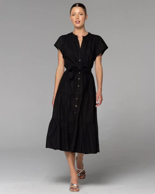 FATE+BECKER HIGHER GROUND MIDI SHIRT DRESS BLACK