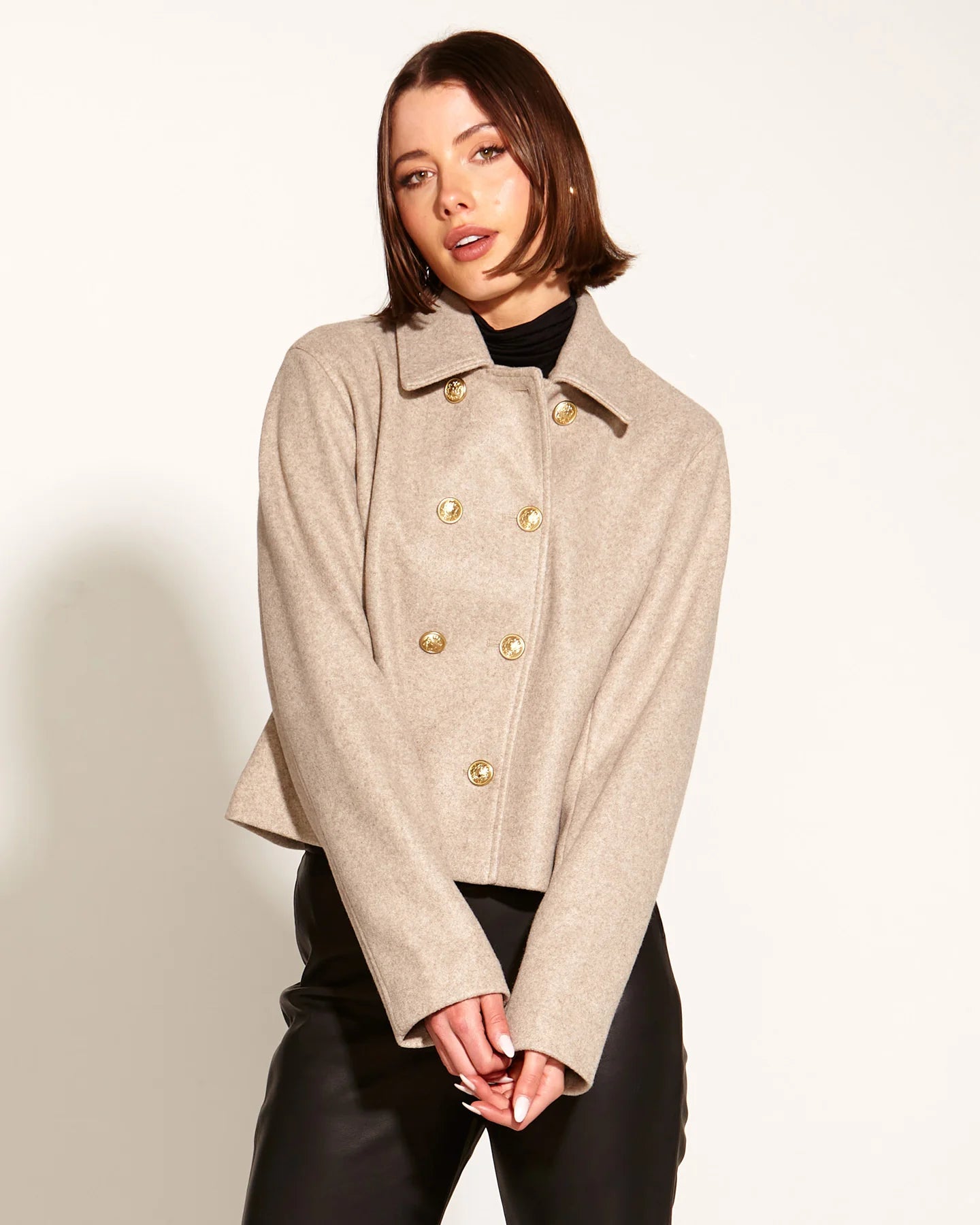 FATE+BECKER CHOOSE YOU CROPPED MILITARY JACKET OATMEAL MARLE