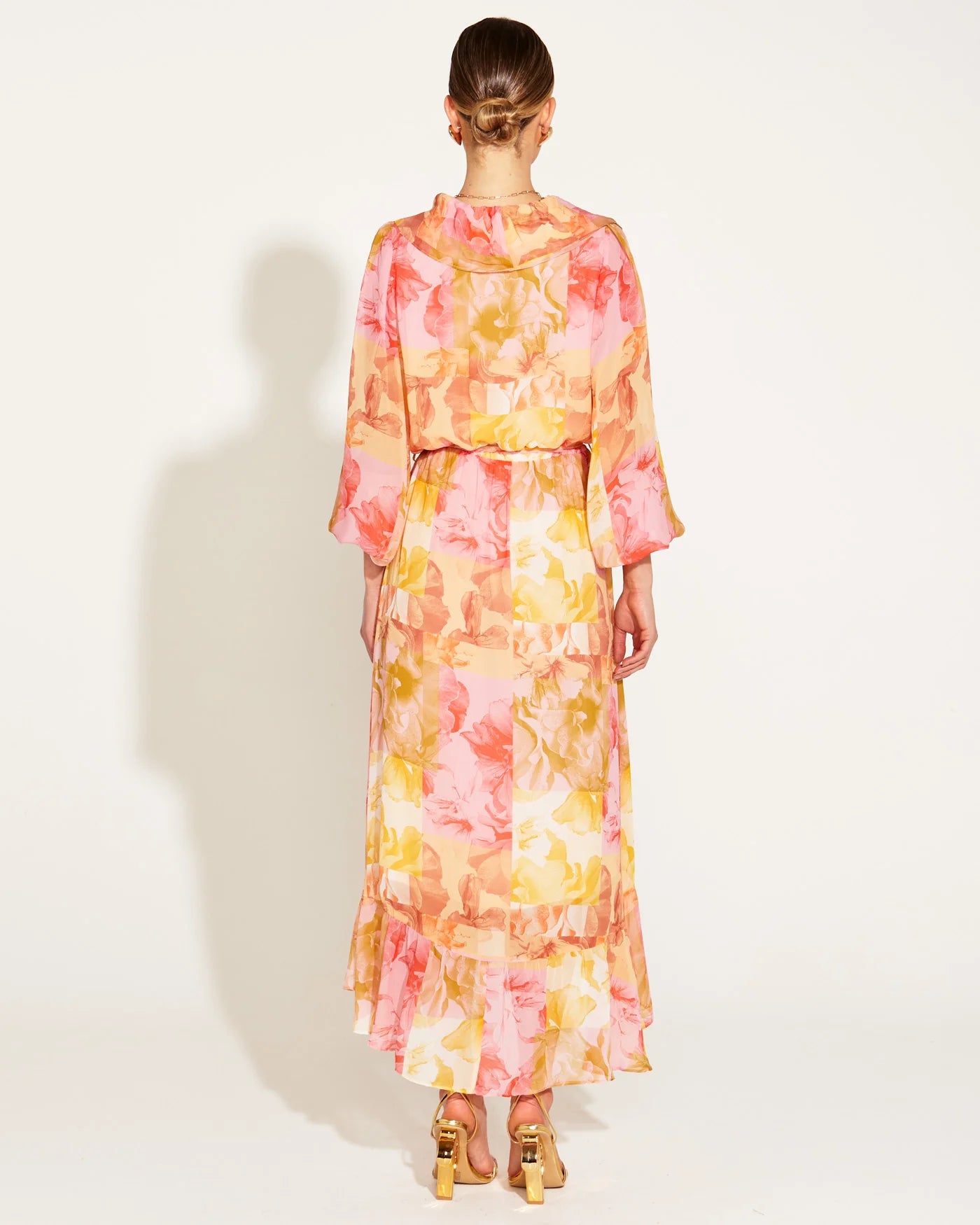 FATE+BECKER EARTHLY PARADISE LONG SLEEVE WRAP MIDI DRESS PARADISE FLORAL