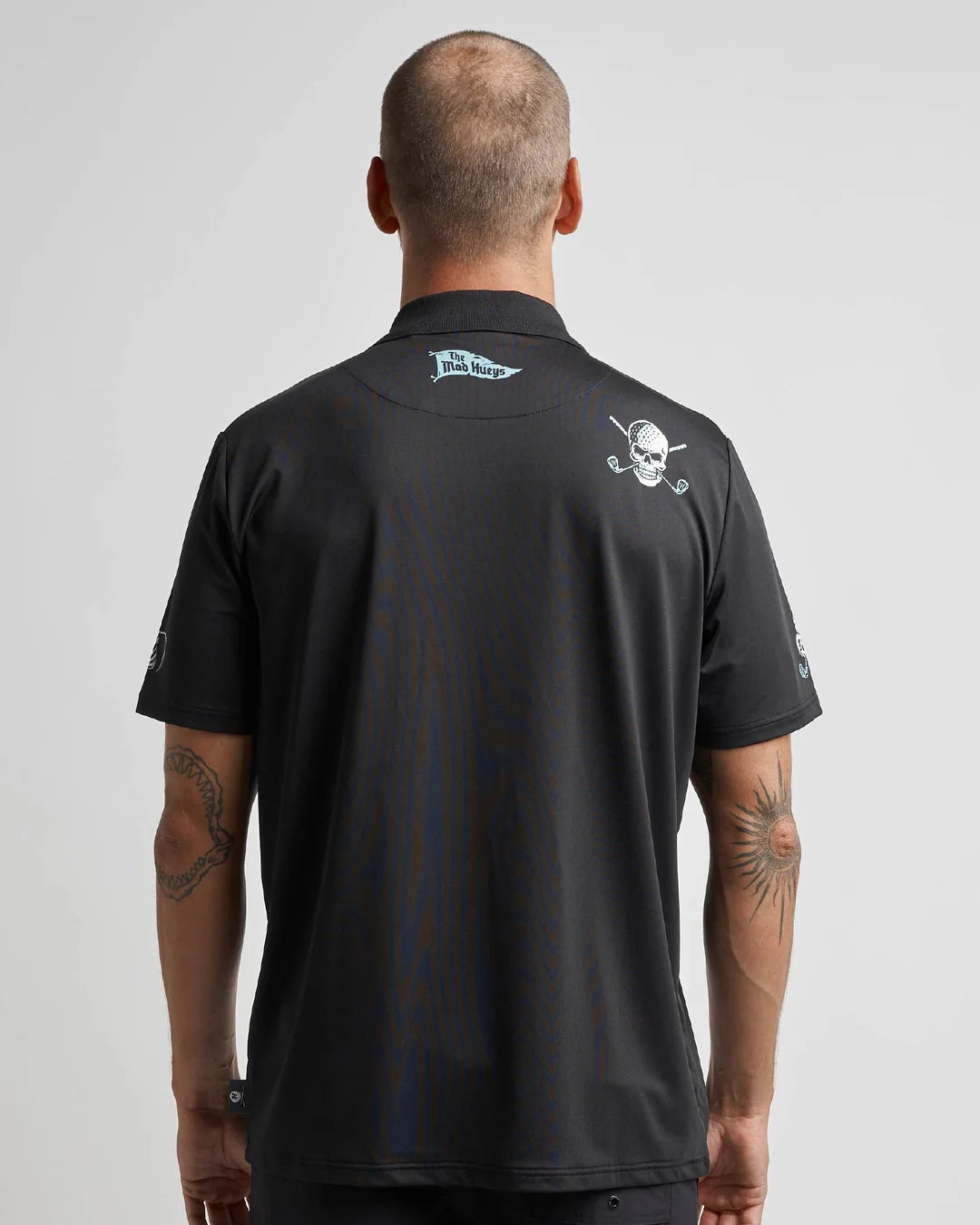 The Mad Hueys Hittin Fk All Short Sleeve Golf Polo | Black