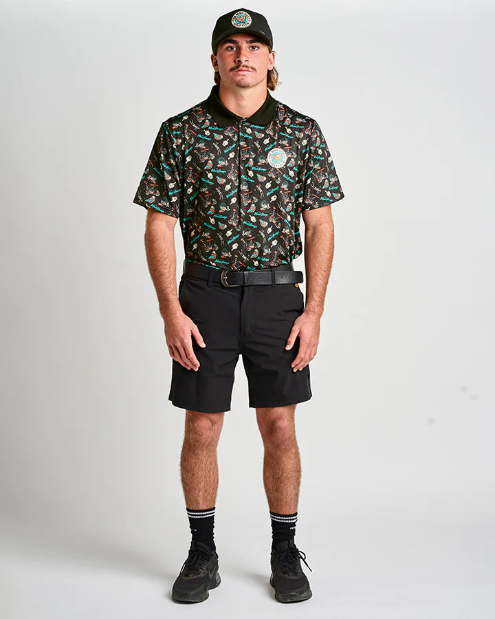 THE MAD HUEYS HUEYS GOLF SS POLO BLACK