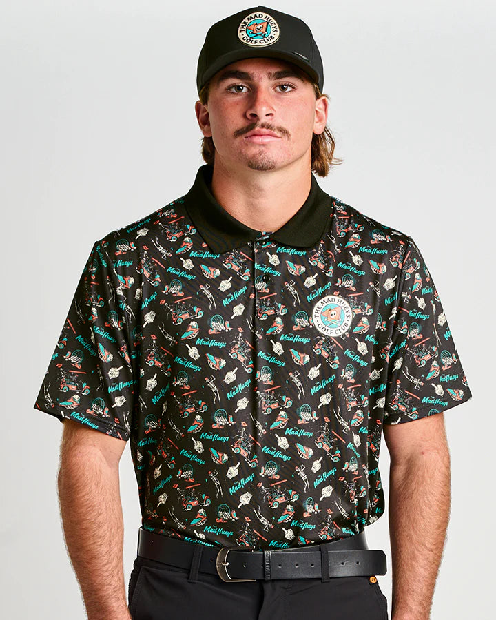 THE MAD HUEYS HUEYS GOLF SS POLO BLACK