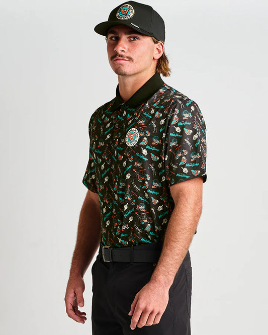 THE MAD HUEYS HUEYS GOLF SS POLO BLACK