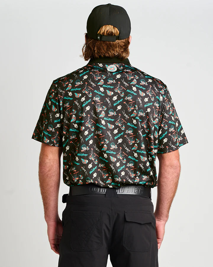 THE MAD HUEYS HUEYS GOLF SS POLO BLACK