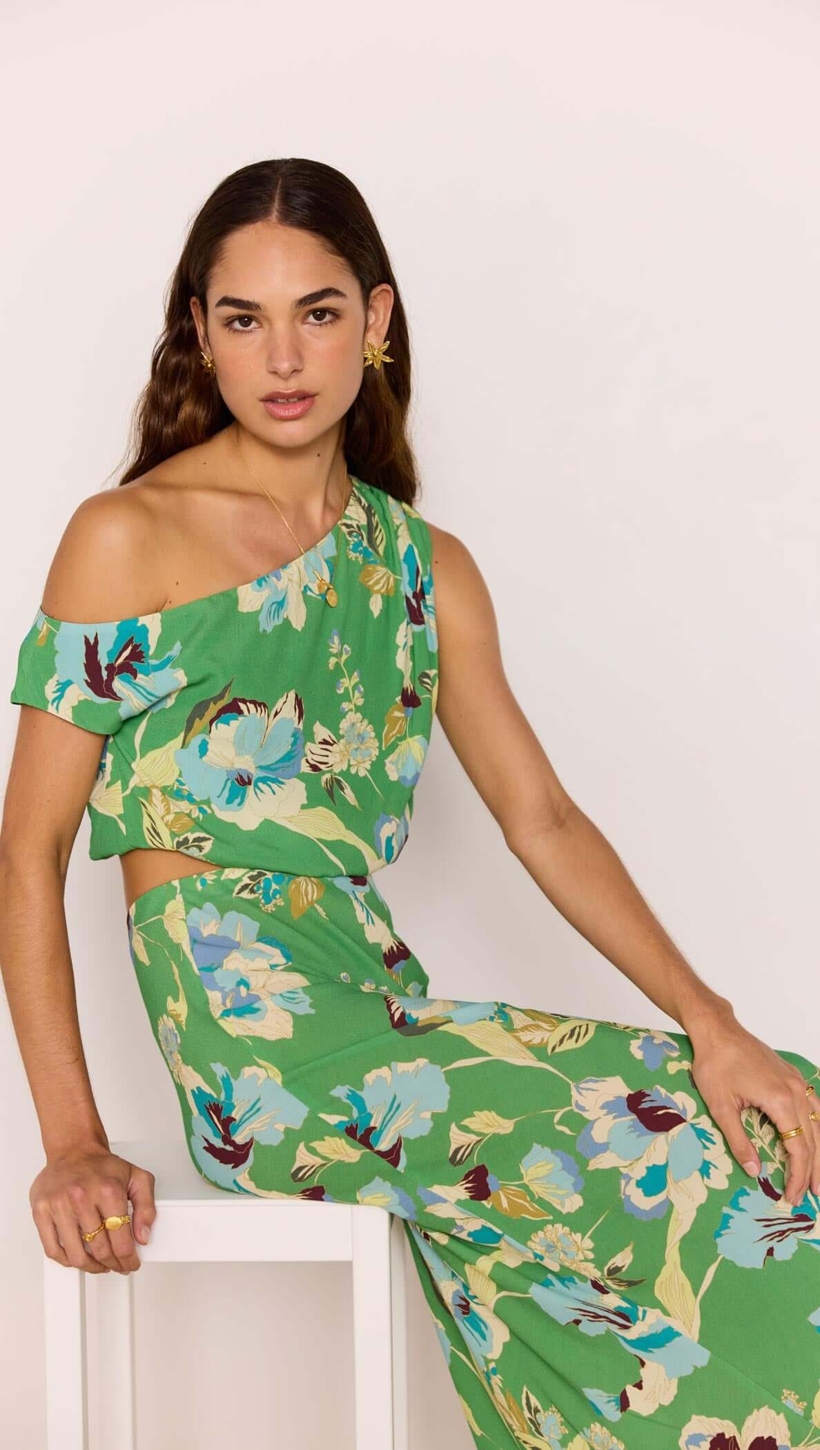 MINK PINK ZOE CROP TOP GREEN FLORAL