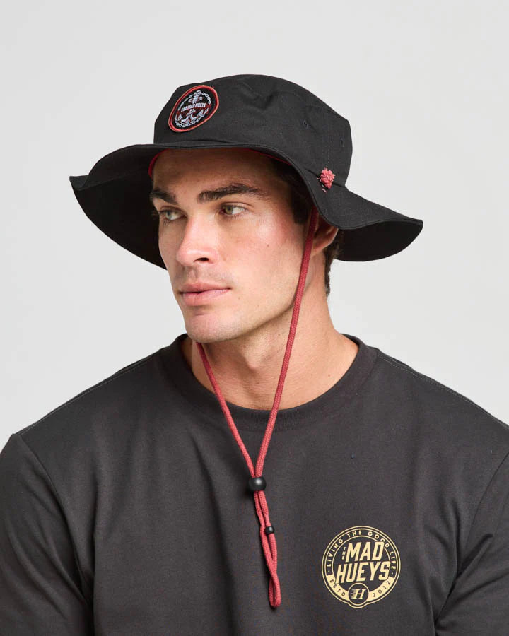 THE MAD HUEYS CHAINED ANCHOR WIDE BRIM HAT BLACK