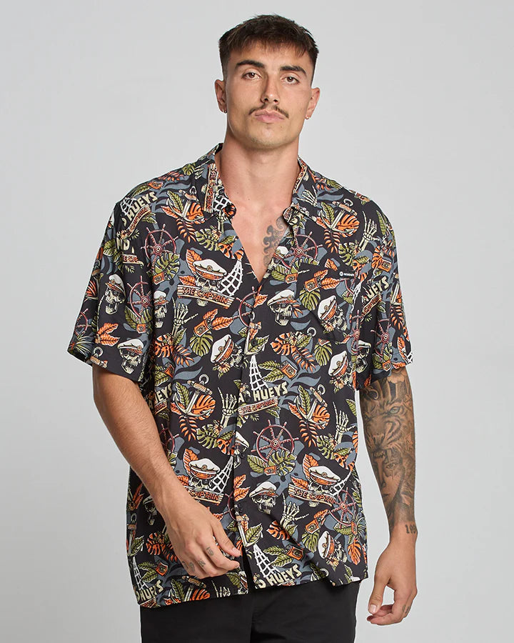 THE MAD HUEYS THE ISLAND CAPTAIN WOVEN SHIRT BLACK