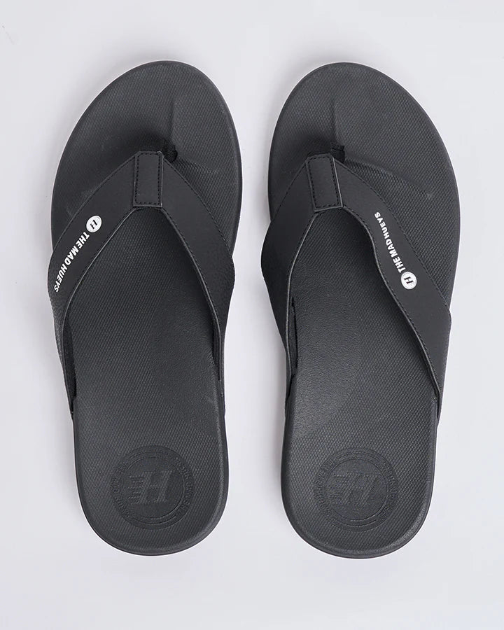 THE MAD HUEYS HUEYS WIDE STRAP THONGS BLACK