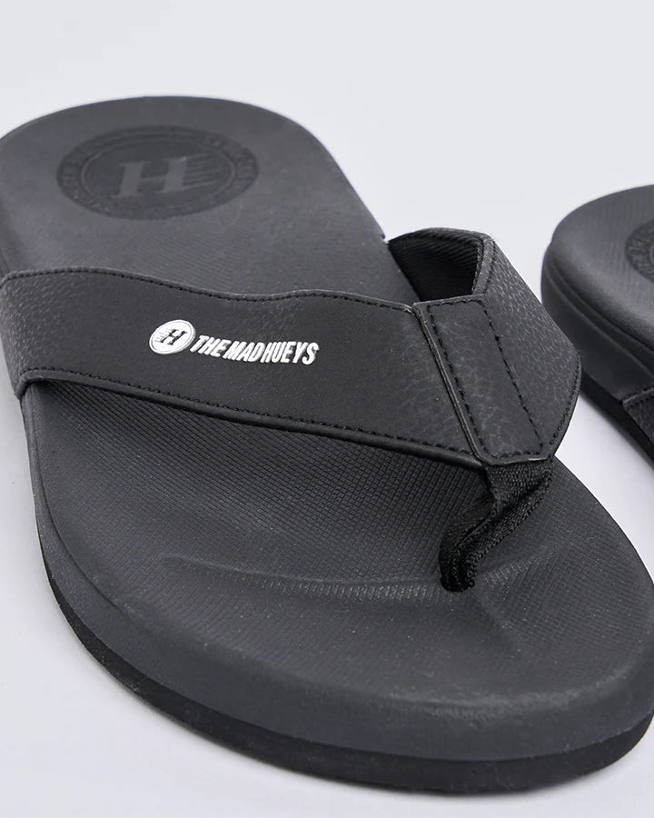 THE MAD HUEYS HUEYS WIDE STRAP THONGS BLACK