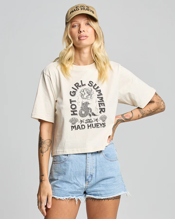 THE MAD HUEYS HOT GIRL SUMMER WOMENS BOXY SS TEE STONE